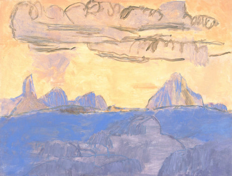 John Doyle art: Late Light, Glasshouse Mountains